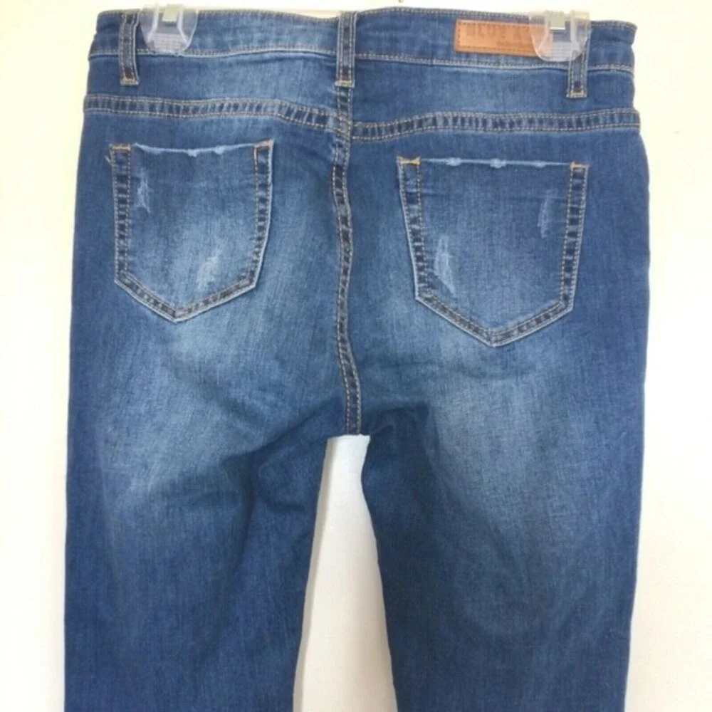 Blue Age Womens Destroyed Ripped Distressed Skinny Jeans Release Hem Cuff Size 7